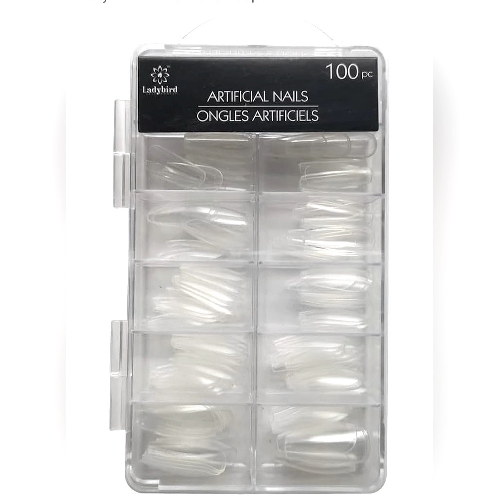 *NEW/SEALED* - Ladybird 100-PC Set of Clear Artificial Nails